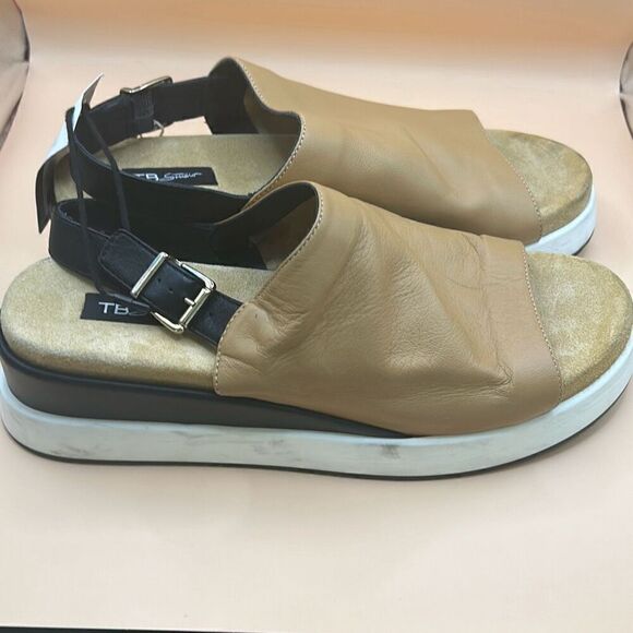 Tosca Blue TB Studio Women's 40 Chunky Sling Back Sandals Sand Beige Colorblock - Picture 9 of 13